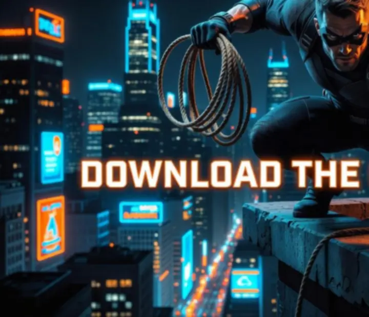 Rope Hero leaping through Vice Town promoting the latest patch download